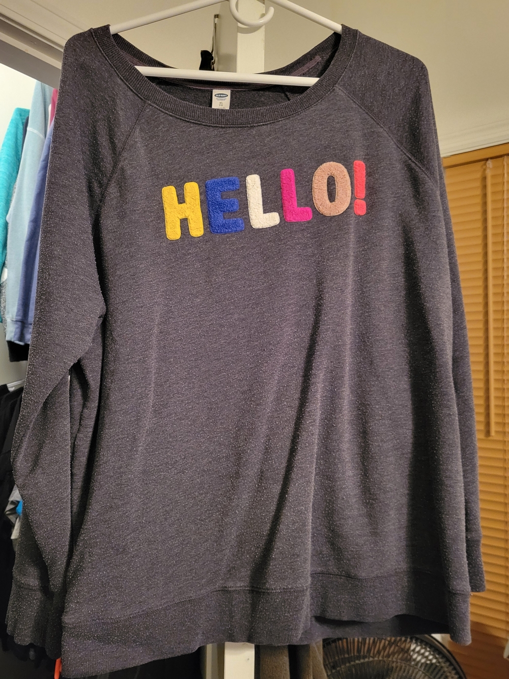 Old Navy Dark Gray Pullover Crewneck Sweatshirt With HELLO!